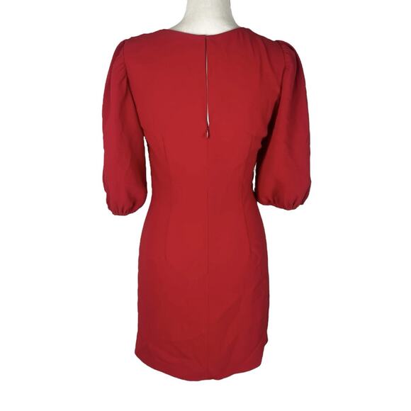 Amanda Uprichard Susannah Red Mini Dress Front Twist Ruched Shoulder Size Small - Picture 5 of 7